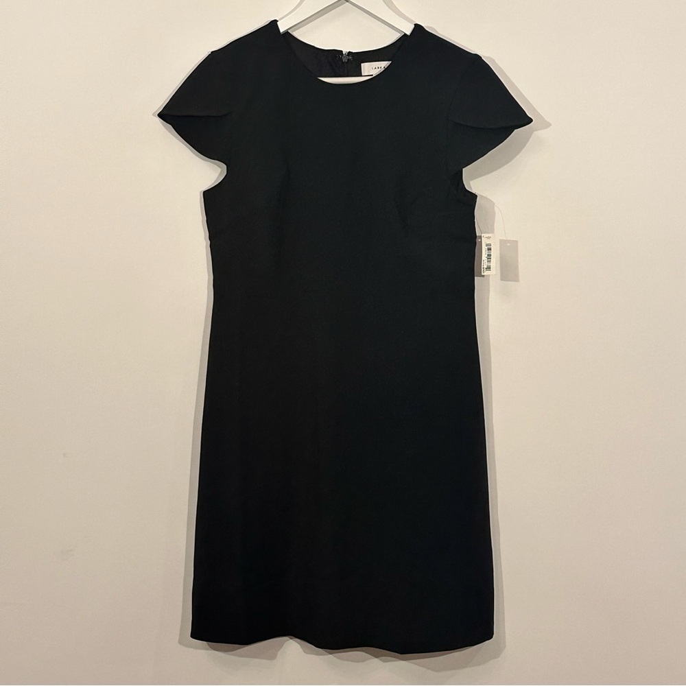 Lark & Ro Fluid Crepe Tulip Sleeve Dress in Black Size 10